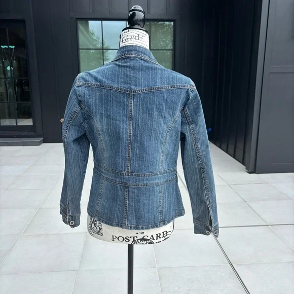 Y2K Duck Head Petite Stretch Denim Jacket – Fitted Boho Style - Picture 2 of 4